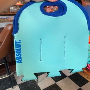 Light blue Absolut koozie drink holder